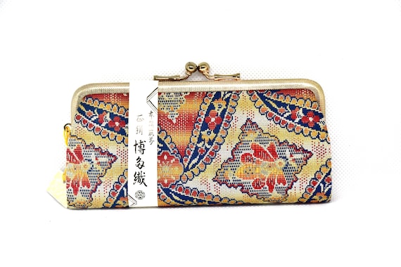 Female Silk Wallet, Hakata-Ori Woven Fabric, Clasp