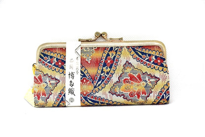 Female Silk Wallet, Hakata-Ori Woven Fabric, Clasp