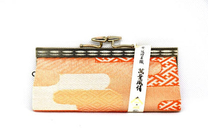 Hakata-Ori Silk Gamaguchi Coin Purse With Gold And