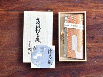 Hakata-Ori Silk Gamaguchi Coin Purse With Gold And
