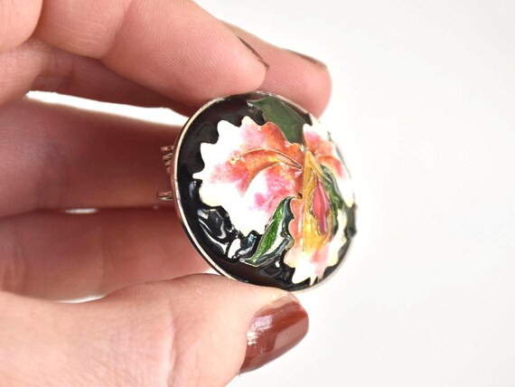 Japanese Cloisonne Floral Brooch Pendant