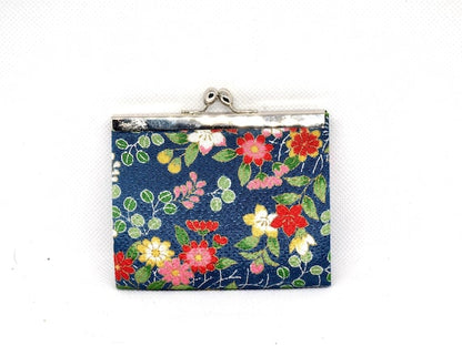 Japanese Chirimen Coin Purse, Floral Clasp Wallet