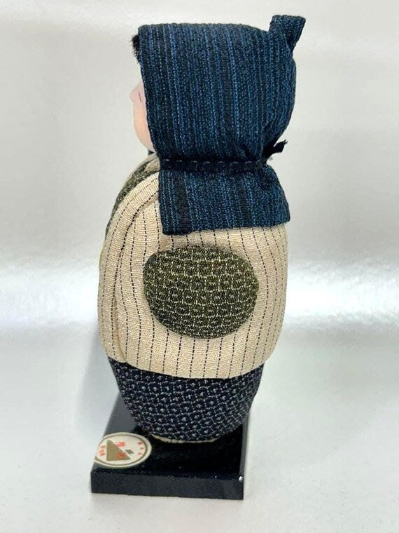 Omeshi Ningyō Doll traditional Japanese kokeshi doll right side profile displaying layered silk garments
