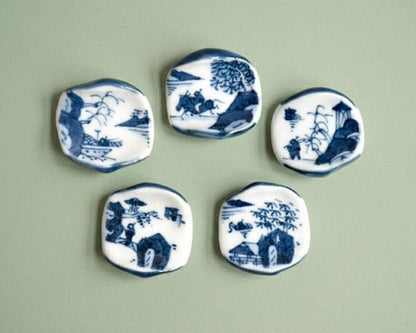 Kyoto Porcelain Chopstick Rests - Blue Landscape Set