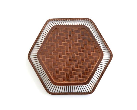 Hexagonal Lacquer Bamboo Tray
