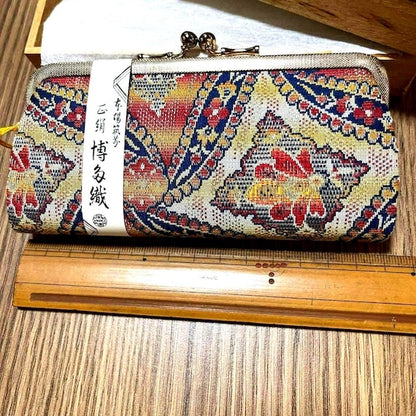 Female Silk Wallet, Hakata-Ori Woven Fabric, Clasp