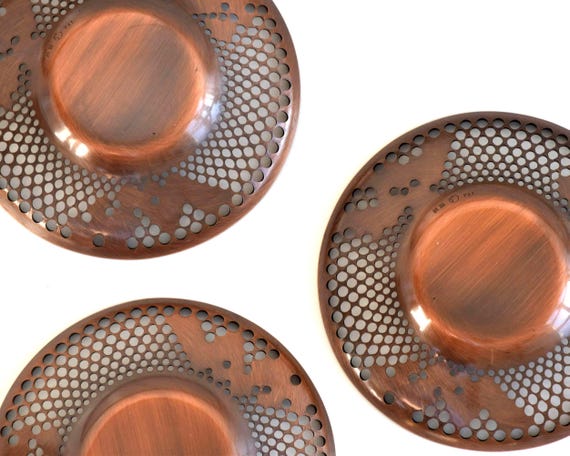 Copper Openwork Saucers: Sho-Chiku-Bai Motif