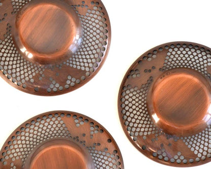 Copper Openwork Saucers: Sho-Chiku-Bai Motif