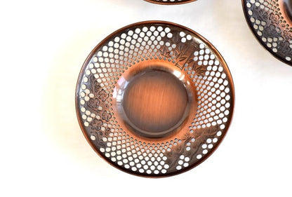 Copper Openwork Saucers: Sho-Chiku-Bai Motif