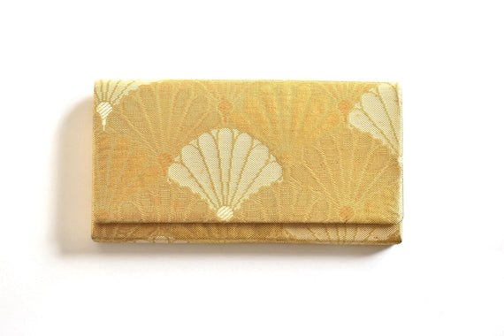 Gold Fan Silk Kimono Clutch