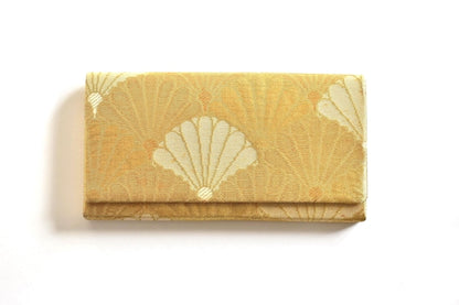 Gold Fan Silk Kimono Clutch