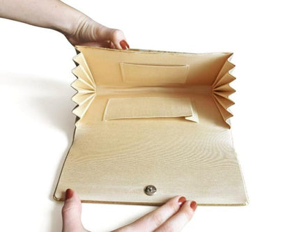 Gold Fan Silk Kimono Clutch