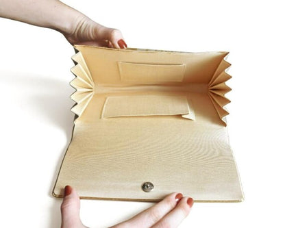 Gold Fan Silk Kimono Clutch
