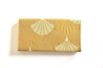 Gold Fan Silk Kimono Clutch