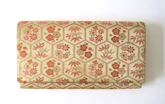 Hexagonal Floral Kimono Clutch top-down view showing repeating hexagonal print