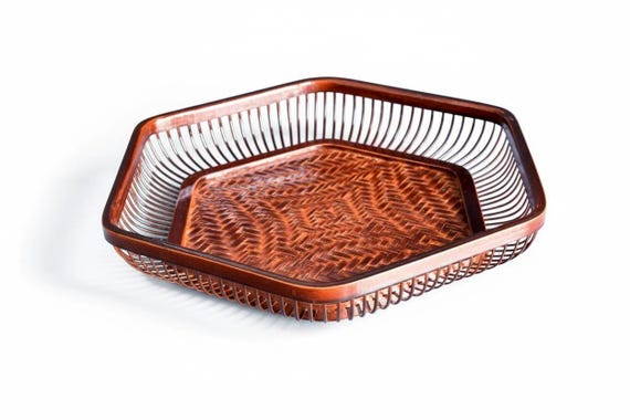Hexagonal Lacquer Bamboo Tray