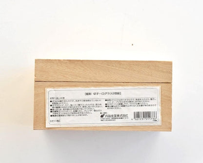 Aisai-Kiriko cut crystal sake cups wooden storage box label on the bottom