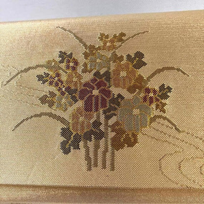Golden Floral Kimono Clutch