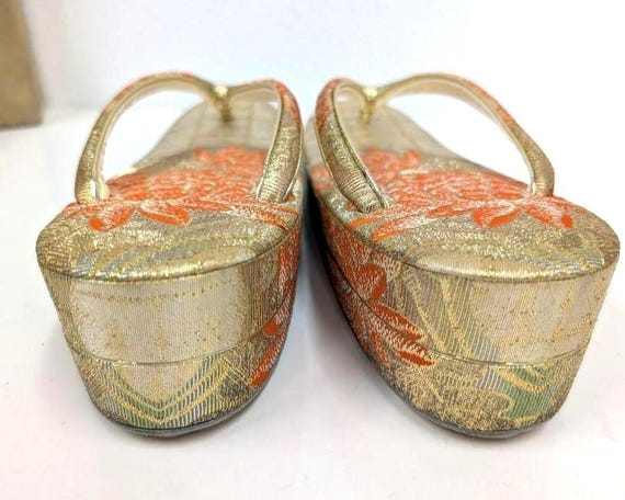 Gold Brocade Zori Sandals And Clutch Set