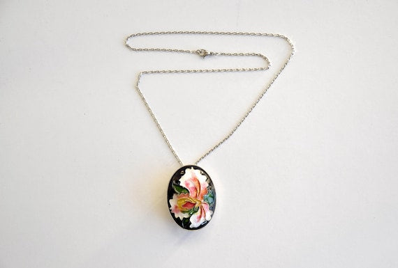 Japanese Cloisonne Floral Brooch Pendant