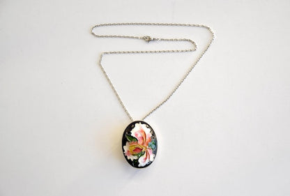 Japanese Cloisonne Floral Brooch Pendant