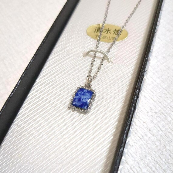 Kiyomizu-Yaki Floral Porcelain Pendant Necklace