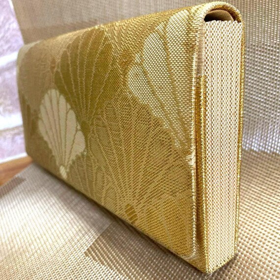 Gold Fan Silk Kimono Clutch