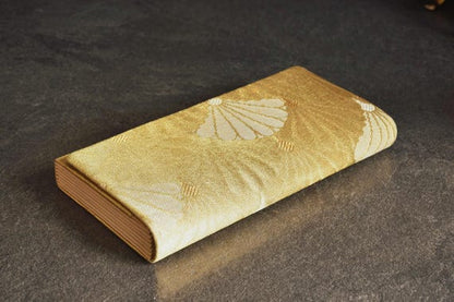 Gold Fan Silk Kimono Clutch