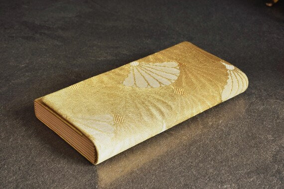 Gold Fan Silk Kimono Clutch