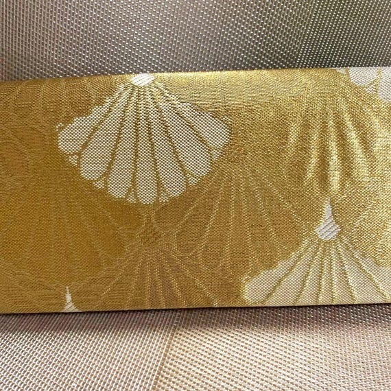 Gold Fan Silk Kimono Clutch