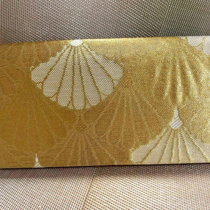 Gold Fan Silk Kimono Clutch