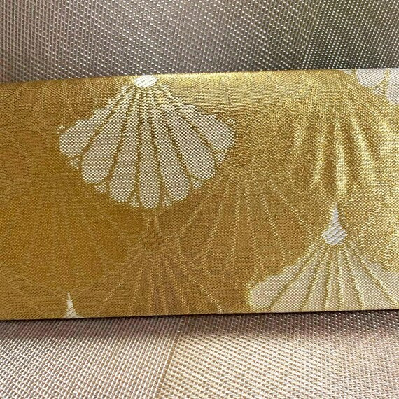 Gold Fan Silk Kimono Clutch