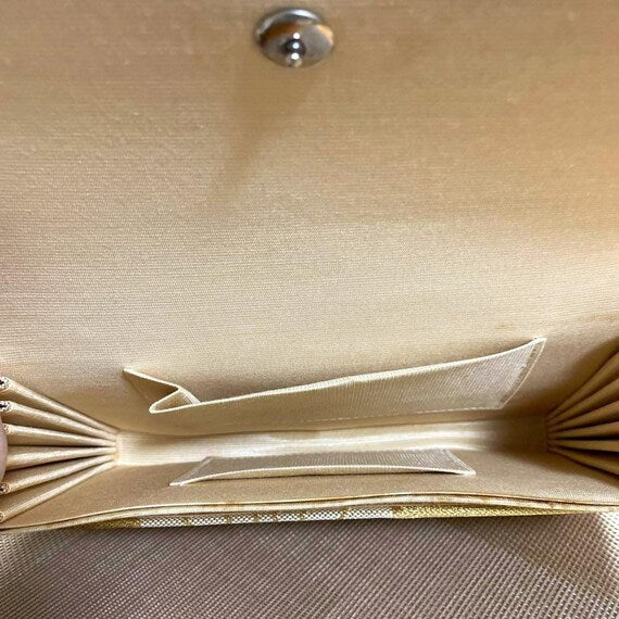Gold Fan Silk Kimono Clutch