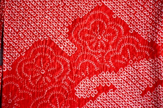 Red Shibori Silk Haori Jacket