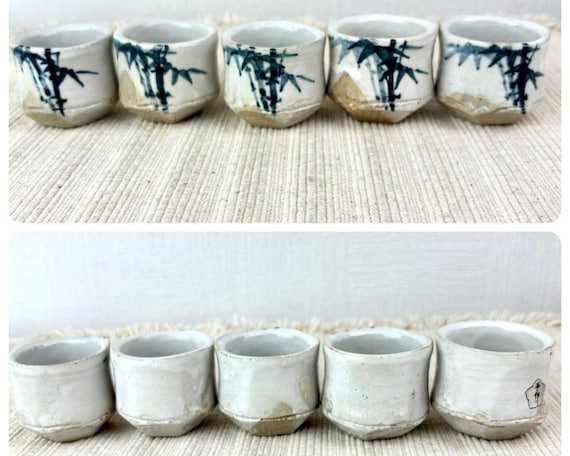 Kikyogama Mino Ware Bamboo Guinomi Sake Cups (Set Of 5)