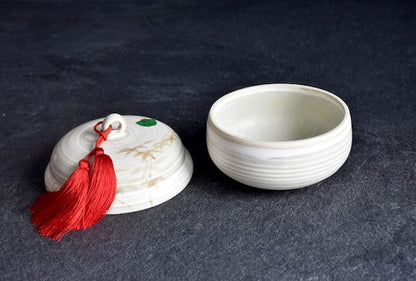 Kiyomizu-Yaki Momiji Lidded Ceramic Box
