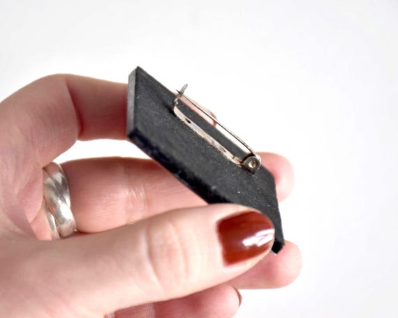 Japanese Wood Brooch Kikkō Paper Inlay