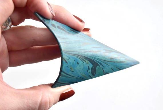 Japanese Marbled Leather Brooch