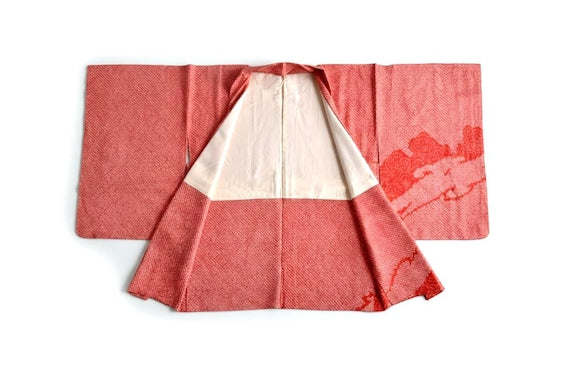 Red Shibori Silk Haori Jacket