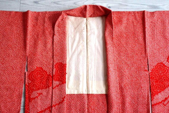 Red Shibori Silk Haori Jacket