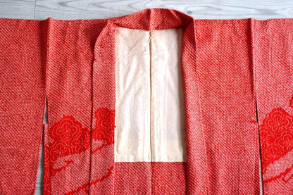 Red Shibori Silk Haori Jacket