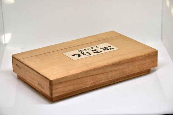 Kaga Yuzen Silk Coin Purse original wooden box with Japanese calligraphy label on the lid