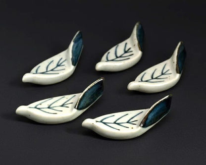 Japanese Leaf Ceramic Chopstick Rests (Set Of 5)