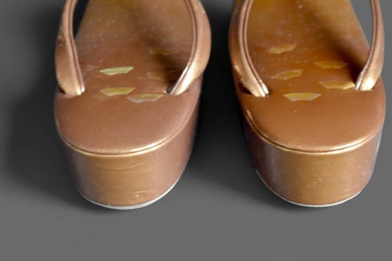 Japanese Zori Sandals Bronze Gold Platform