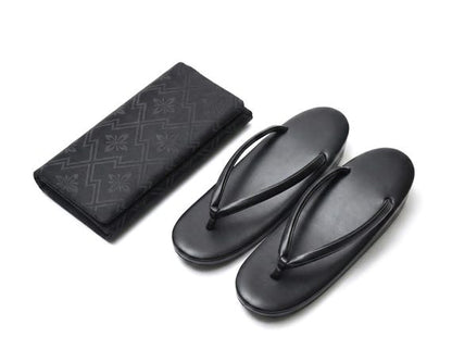 Black Zori Sandals And Clutch Set