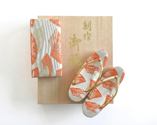 Gold Brocade Zori Sandals And Clutch