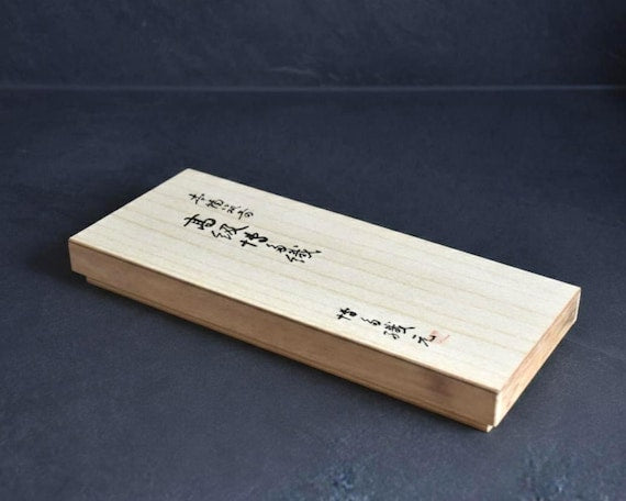 Japanese Kiribako Wooden Box With Calligraphy Lid