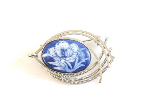 Kiyomizu-Yaki Porcelain Brooch Pendant