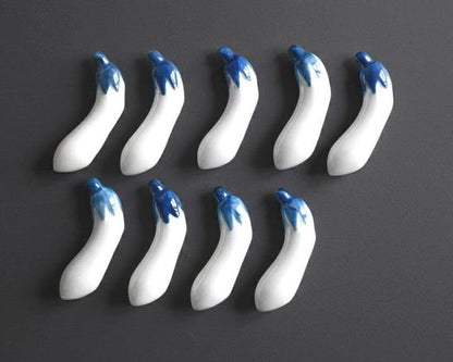 Japanese Eggplant Porcelain Hashioki Set Of 9