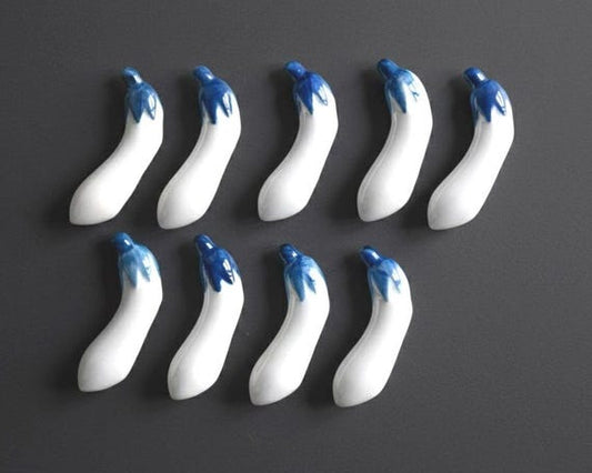 Japanese Eggplant Porcelain Hashioki Set Of 9